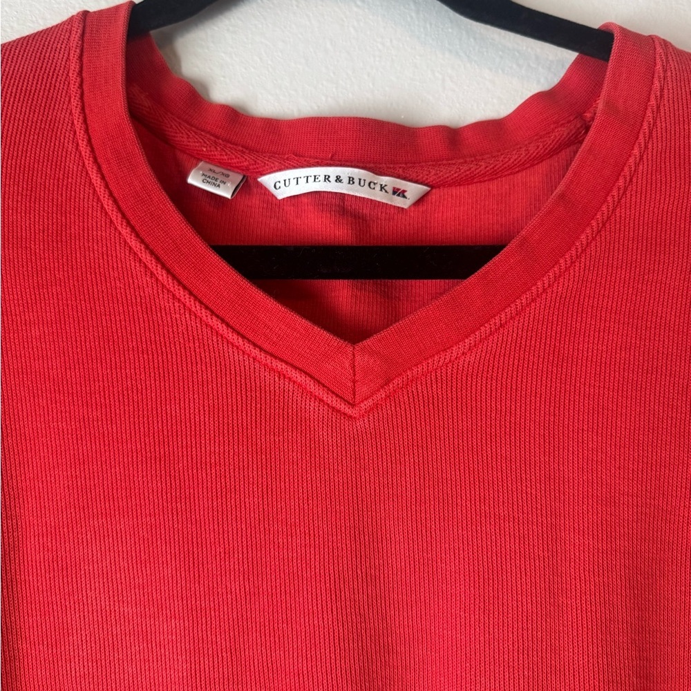 Cutter & Buck Men's Bold Red V-Neck Sweater - Picture 4 of 6